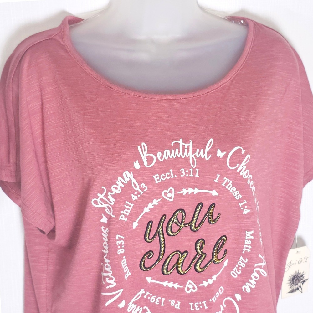 Joei & I You Are Inspirational Scripture Embroidered Graphic Tee Shirt Sz L NWT - Picture 7 of 13